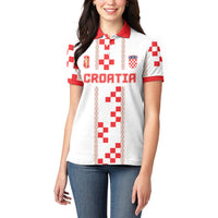 Custom Croatia Football 2026 Women Polo Shirt Hrvatska Vatreni Checkerboard Style