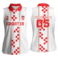 Custom Croatia Football 2026 Women Sleeveless Polo Shirt Hrvatska Vatreni Checkerboard Style