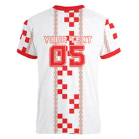 Custom Croatia Football 2026 Women V-Neck T-Shirt Hrvatska Vatreni Checkerboard Style