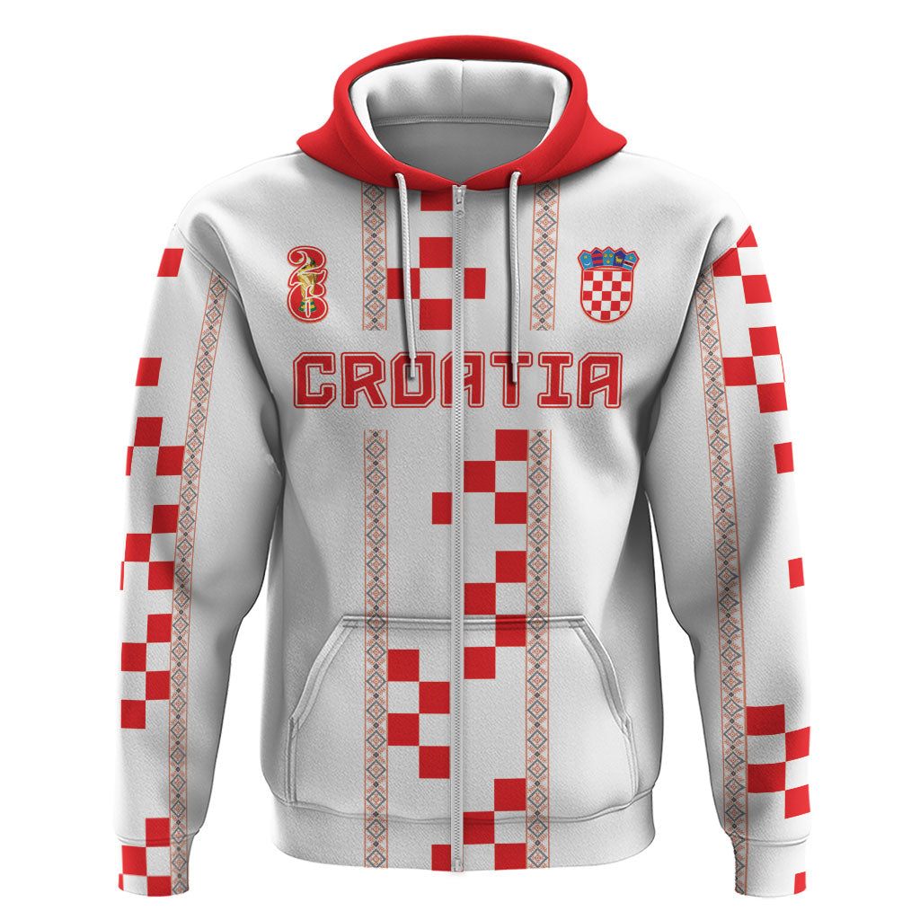 Custom Croatia Football 2026 Zip Hoodie Hrvatska Vatreni Checkerboard Style