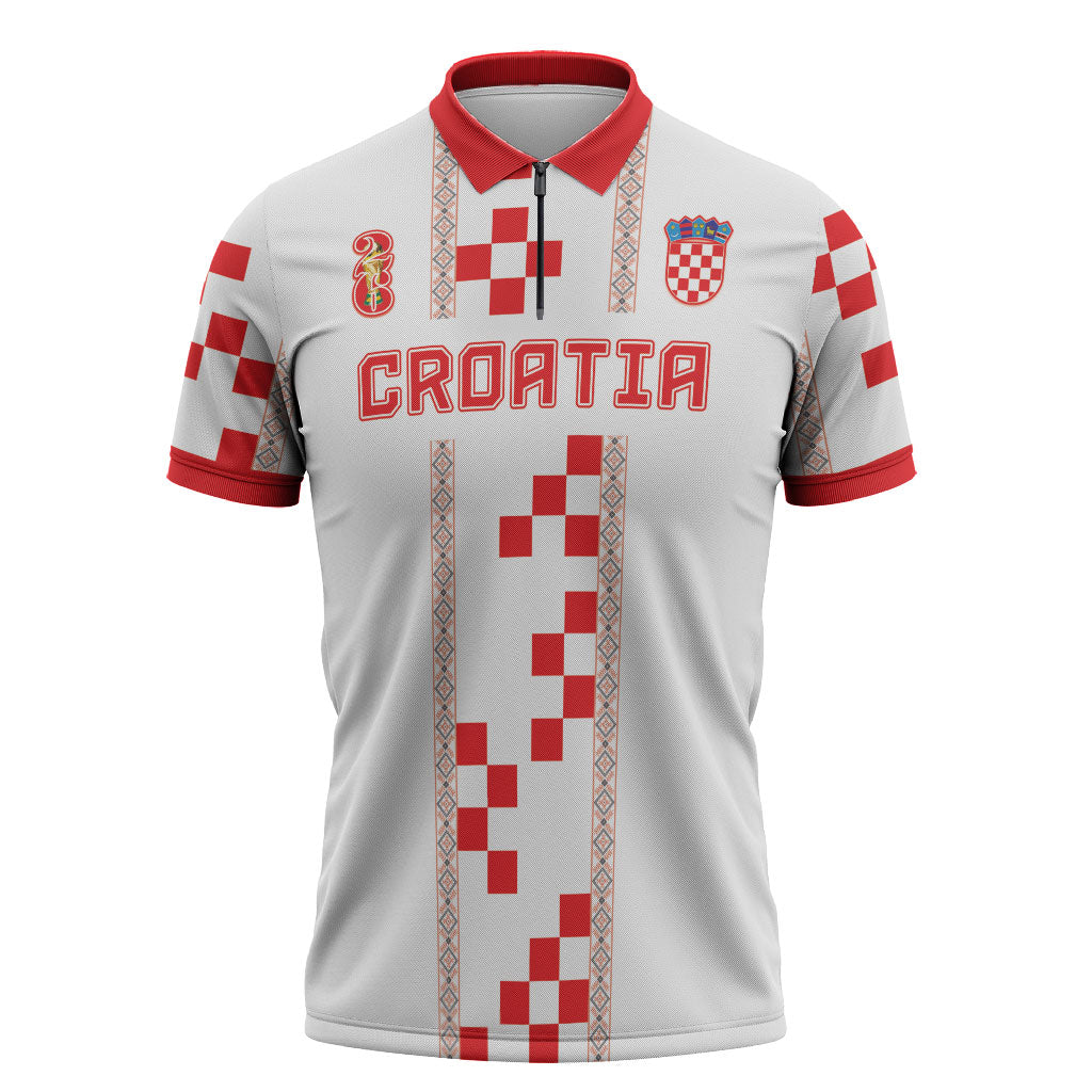 Custom Croatia Football 2026 Zipper Polo Shirt Hrvatska Vatreni Checkerboard Style