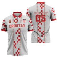 Custom Croatia Football 2026 Zipper Polo Shirt Hrvatska Vatreni Checkerboard Style