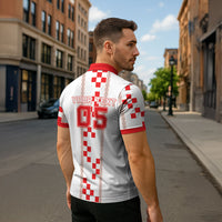 Custom Croatia Football 2026 Zipper Polo Shirt Hrvatska Vatreni Checkerboard Style