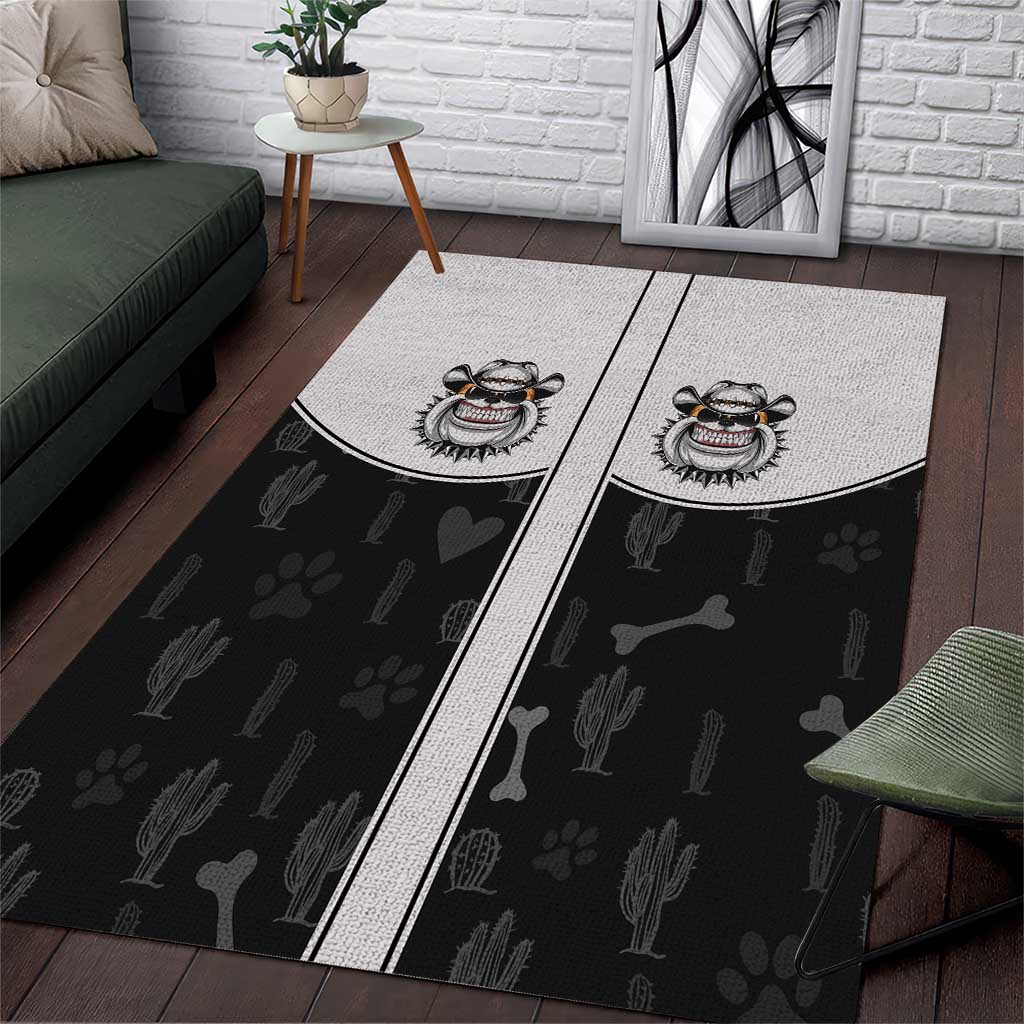 Cowdog Area Rug Cowboy Bulldog Retro Western Yoke - Wonder Print Shop