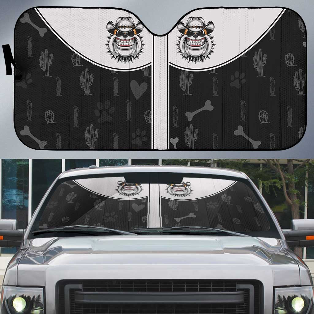 Cowdog Auto Sun Shade Cowboy Bulldog Retro Western Yoke - Wonder Print Shop