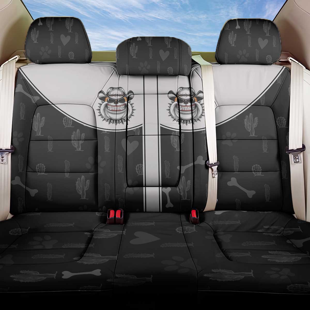 Cowdog Back Car Seat Cover Cowboy Bulldog Retro Western Yoke - Wonder Print Shop