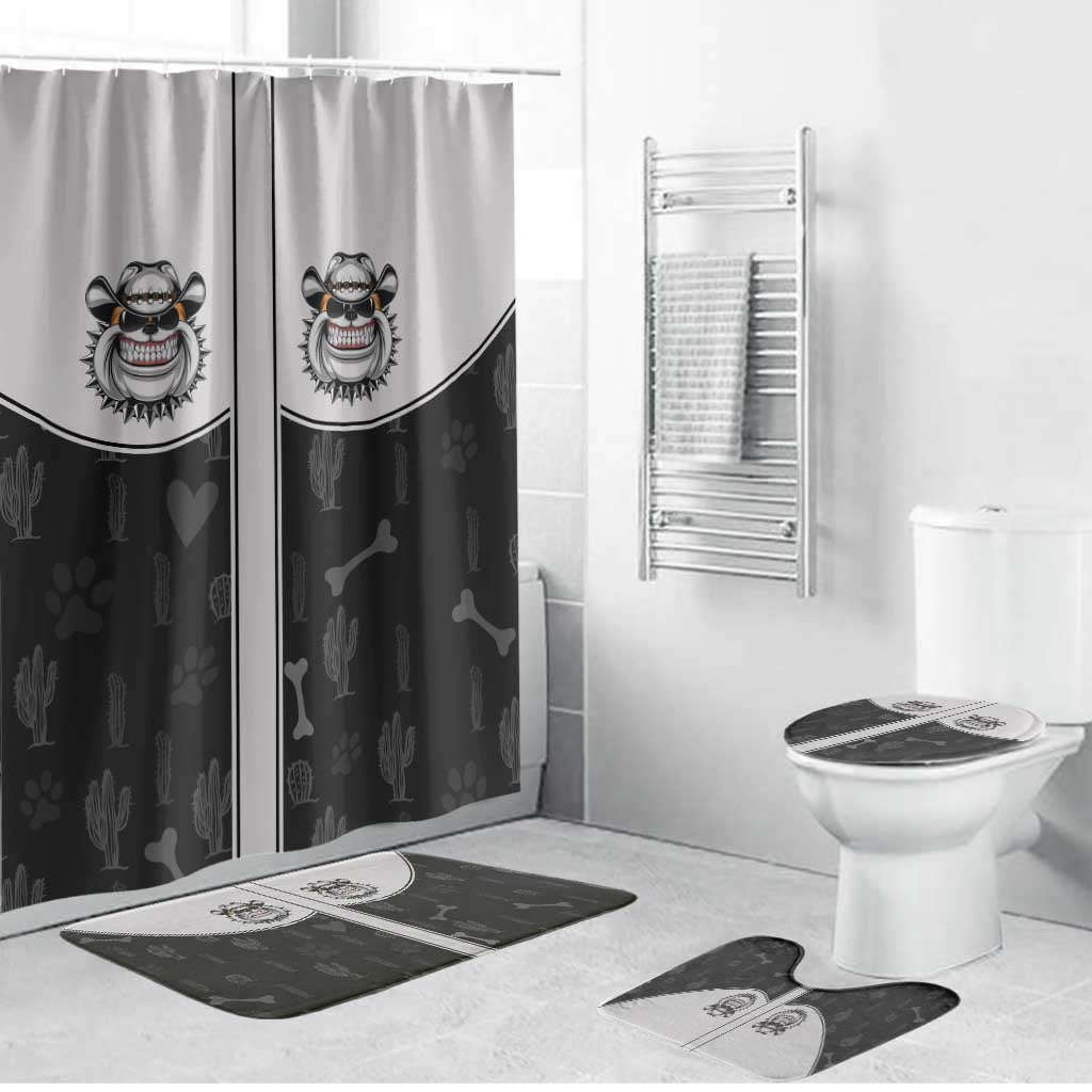 Cowdog Bathroom Set Cowboy Bulldog Retro Western Yoke - Wonder Print Shop
