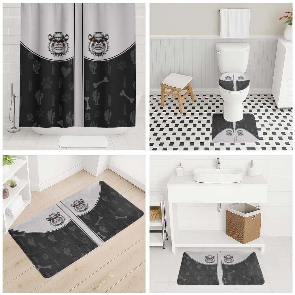 Cowdog Bathroom Set Cowboy Bulldog Retro Western Yoke - Wonder Print Shop