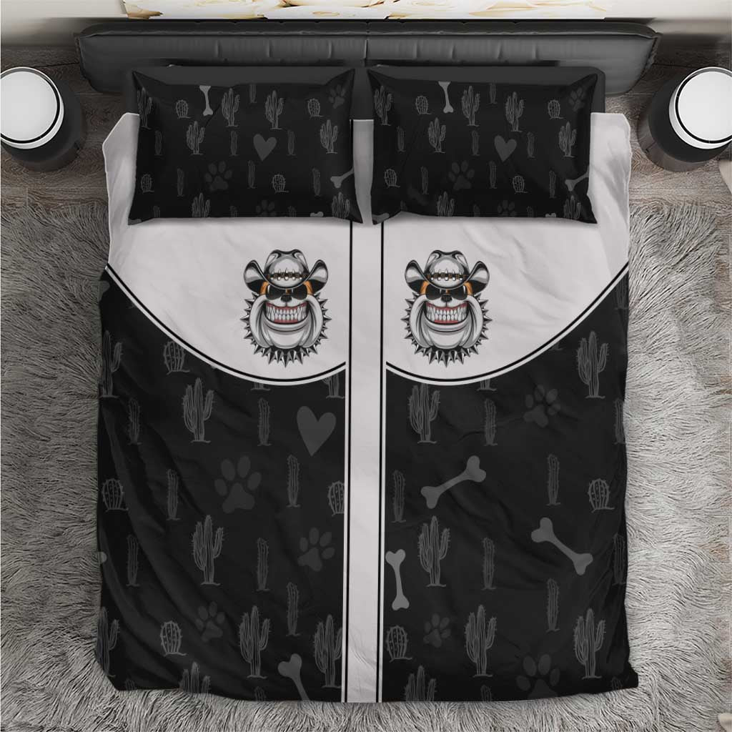 Cowdog Bedding Set Cowboy Bulldog Retro Western Yoke - Wonder Print Shop