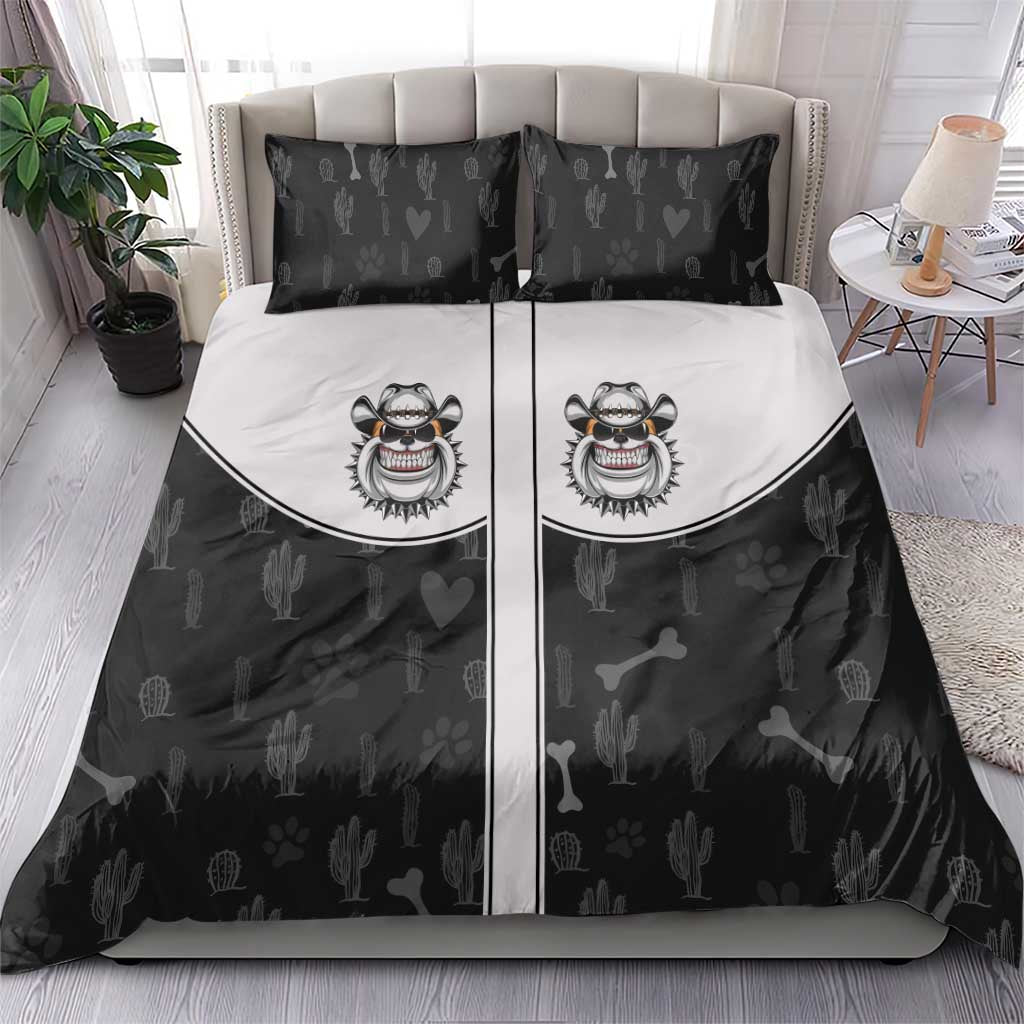 Cowdog Bedding Set Cowboy Bulldog Retro Western Yoke - Wonder Print Shop