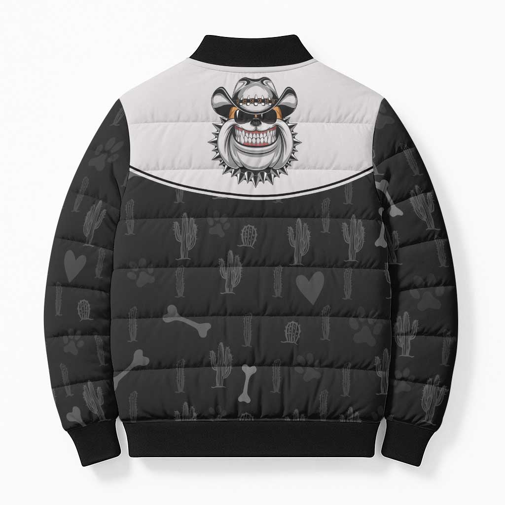 Cowdog Bomber Puffer Jacket Cowboy Bulldog Retro Western Yoke - Wonder Print Shop