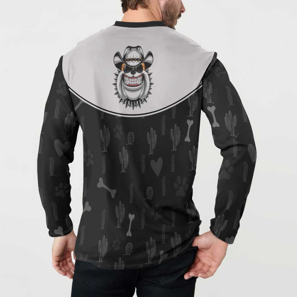 Cowdog Button Sweatshirt Cowboy Bulldog Retro Western Yoke - Wonder Print Shop