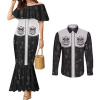 Cowdog Couples Matching Mermaid Dress and Long Sleeve Button Shirt Cowboy Bulldog Retro Western Yoke - Wonder Print Shop