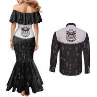 Cowdog Couples Matching Mermaid Dress and Long Sleeve Button Shirt Cowboy Bulldog Retro Western Yoke - Wonder Print Shop