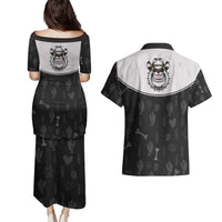 Cowdog Couples Matching Puletasi and Hawaiian Shirt Cowboy Bulldog Retro Western Yoke - Wonder Print Shop