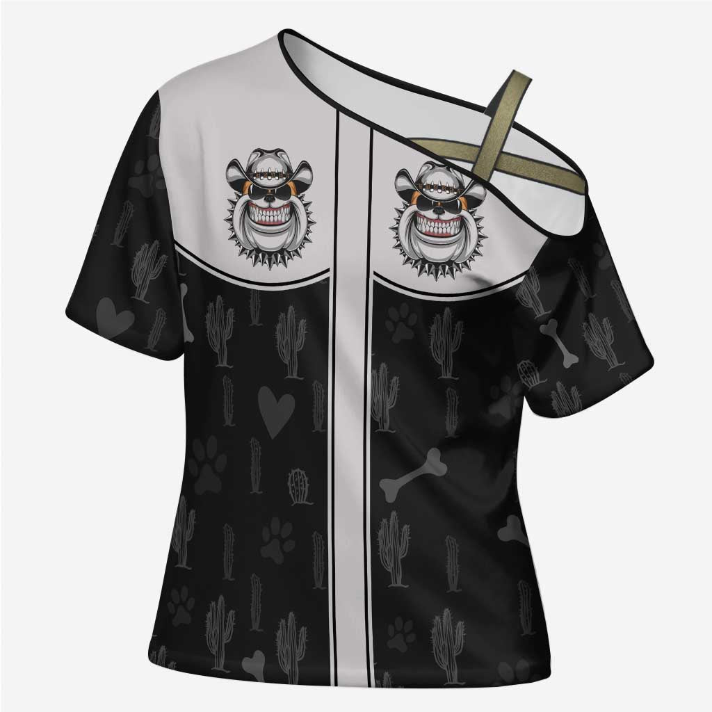 Cowdog Cross Shoulder Shirt Cowboy Bulldog Retro Western Yoke - Wonder Print Shop