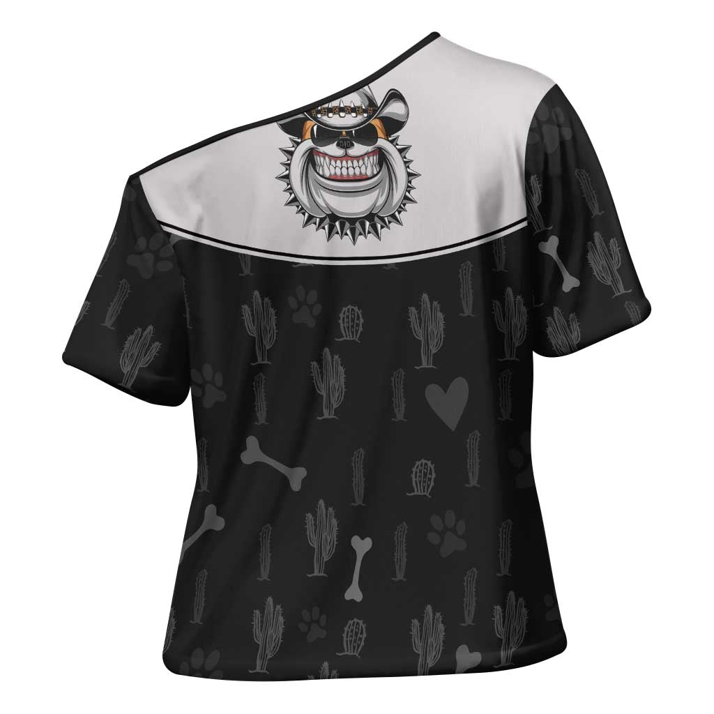 Cowdog Cross Shoulder Shirt Cowboy Bulldog Retro Western Yoke - Wonder Print Shop