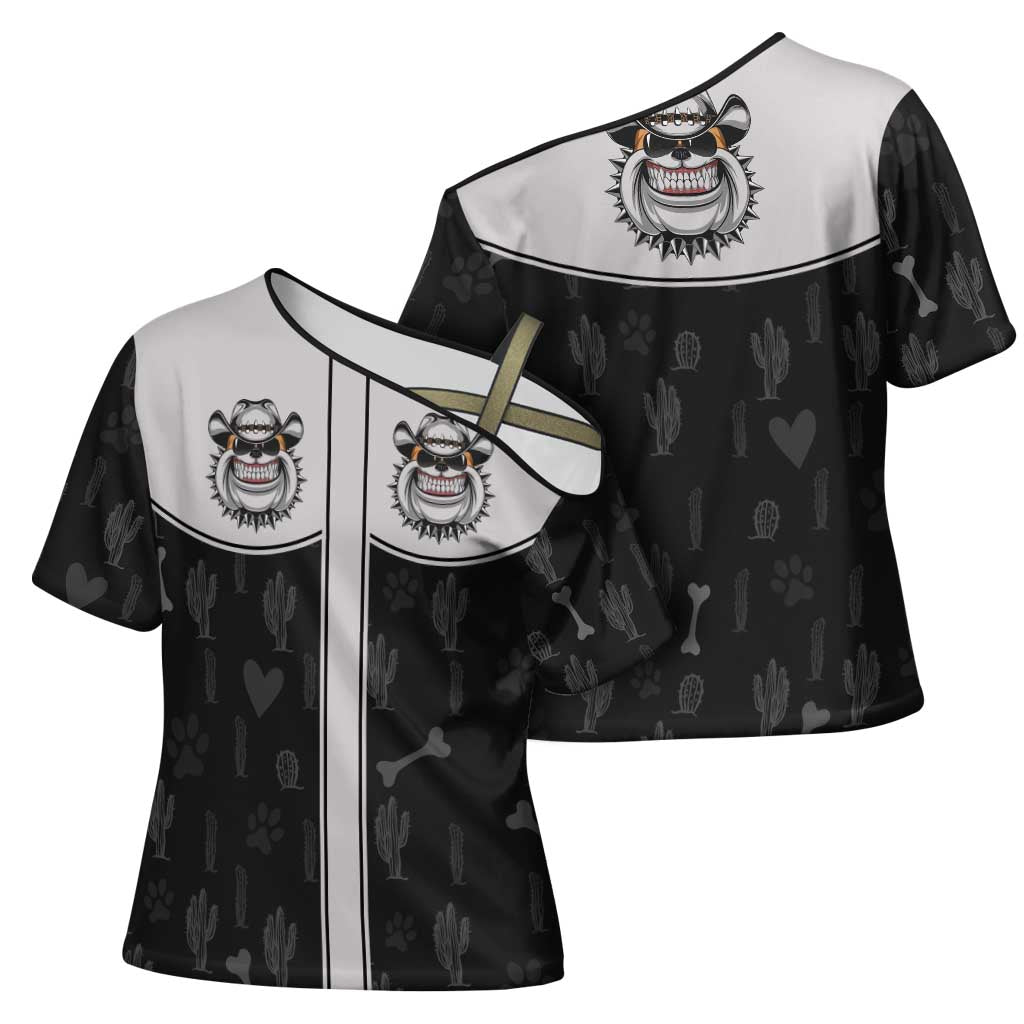 Cowdog Cross Shoulder Shirt Cowboy Bulldog Retro Western Yoke - Wonder Print Shop