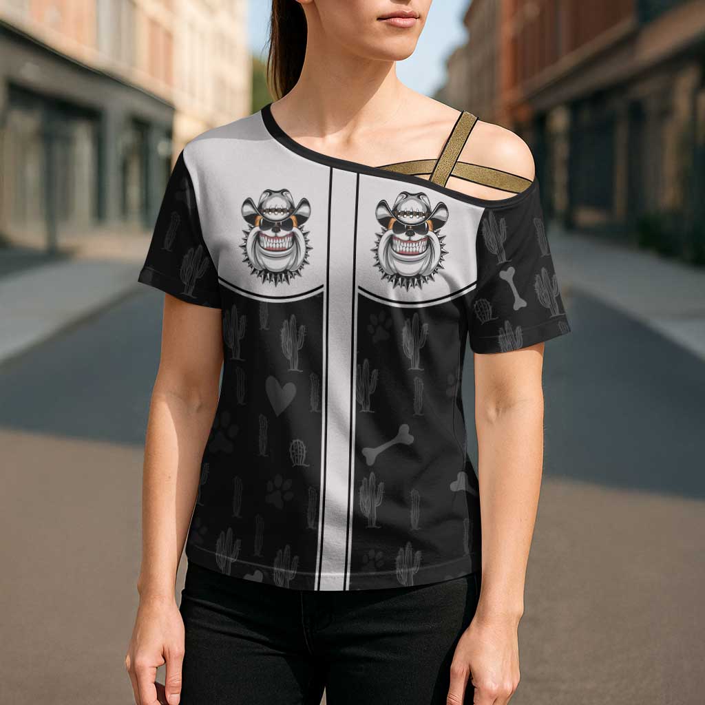 Cowdog Cross Shoulder Shirt Cowboy Bulldog Retro Western Yoke - Wonder Print Shop