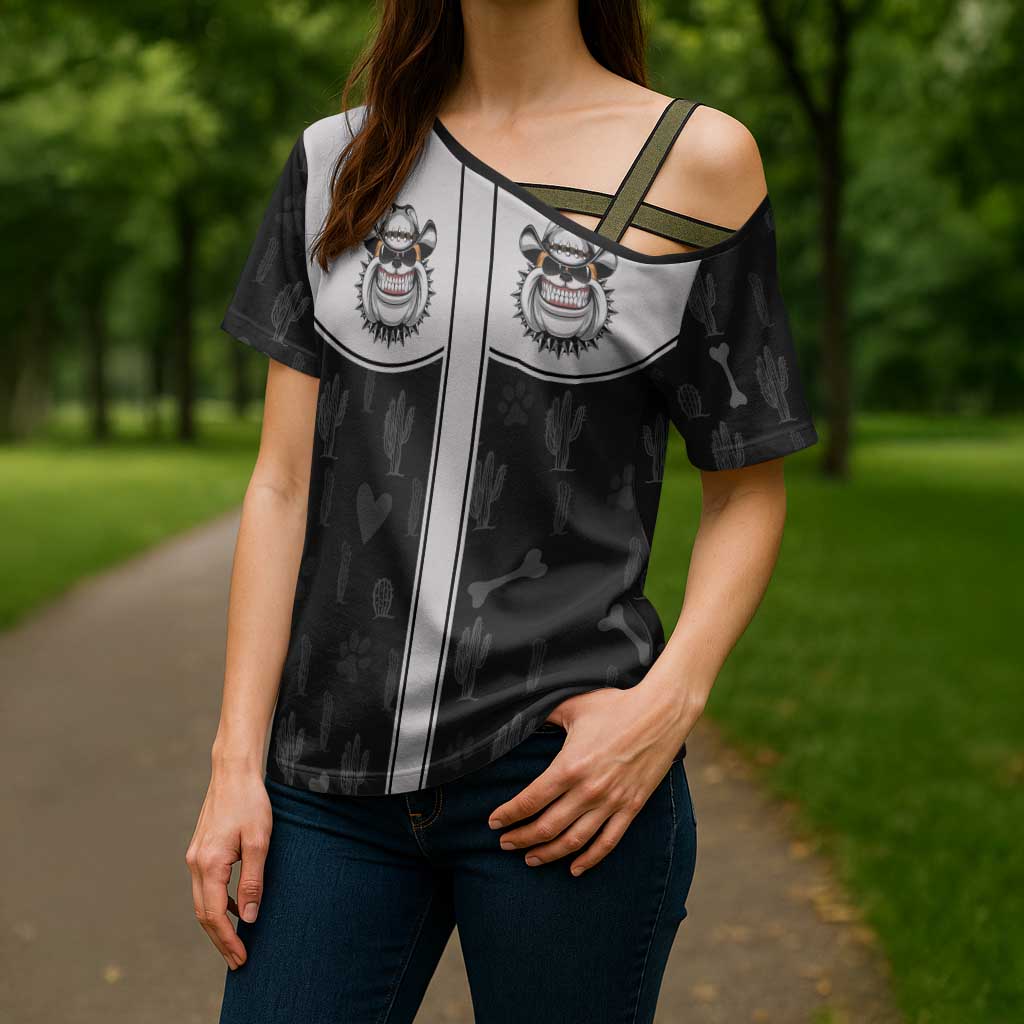 Cowdog Cross Shoulder Shirt Cowboy Bulldog Retro Western Yoke - Wonder Print Shop