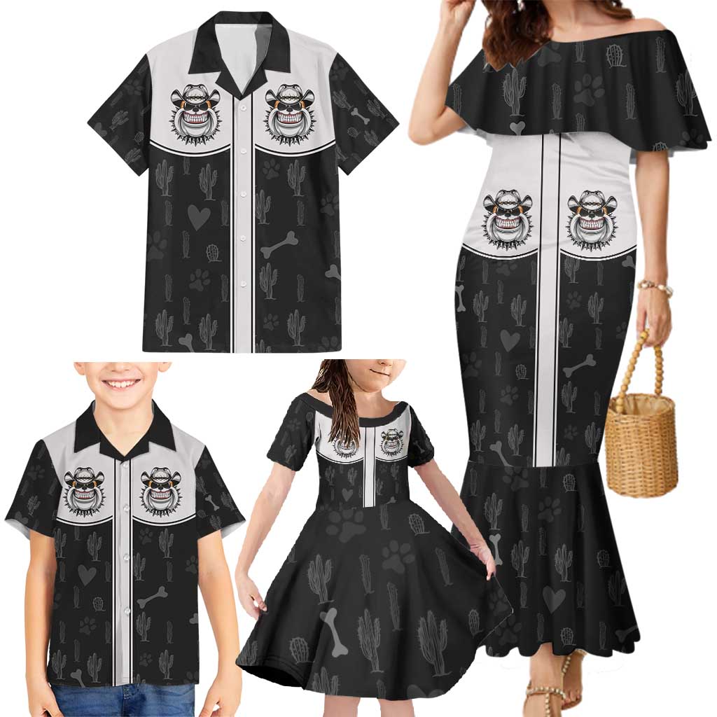 Cowdog Family Matching Mermaid Dress and Hawaiian Shirt Cowboy Bulldog Retro Western Yoke - Wonder Print Shop