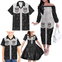 Cowdog Family Matching Off The Shoulder Long Sleeve Dress and Hawaiian Shirt Cowboy Bulldog Retro Western Yoke - Wonder Print Shop