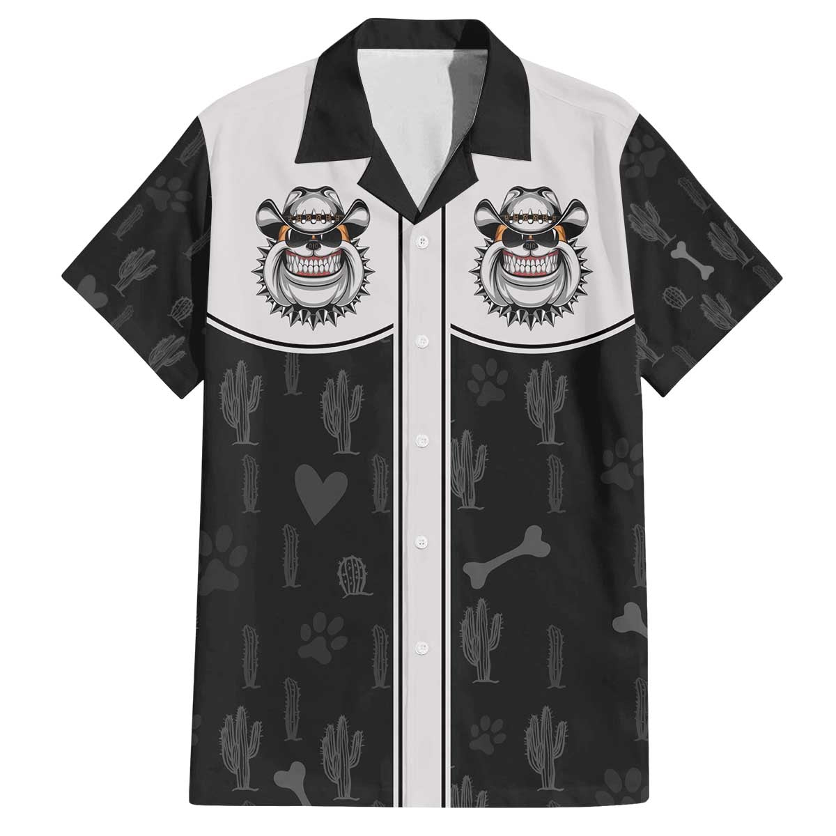 Cowdog Family Matching Off The Shoulder Long Sleeve Dress and Hawaiian Shirt Cowboy Bulldog Retro Western Yoke - Wonder Print Shop