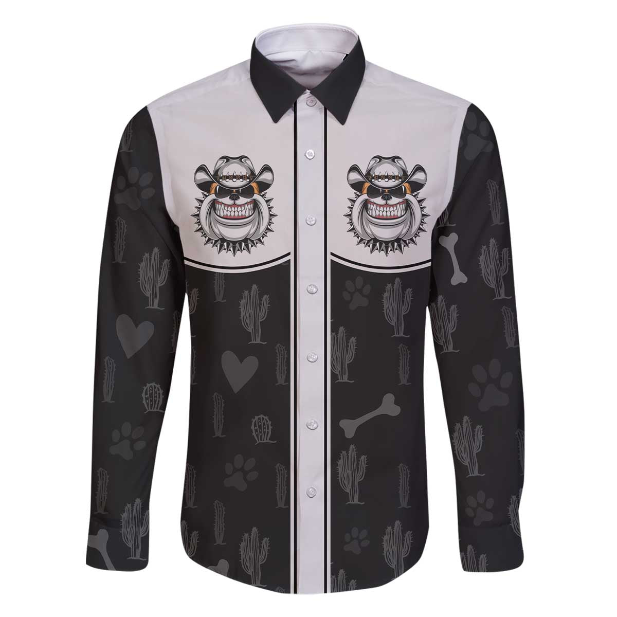 Cowdog Family Matching Off The Shoulder Long Sleeve Dress and Hawaiian Shirt Cowboy Bulldog Retro Western Yoke - Wonder Print Shop