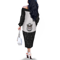 Cowdog Family Matching Off The Shoulder Long Sleeve Dress and Hawaiian Shirt Cowboy Bulldog Retro Western Yoke - Wonder Print Shop