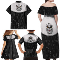 Cowdog Family Matching Off Shoulder Maxi Dress and Hawaiian Shirt Cowboy Bulldog Retro Western Yoke - Wonder Print Shop