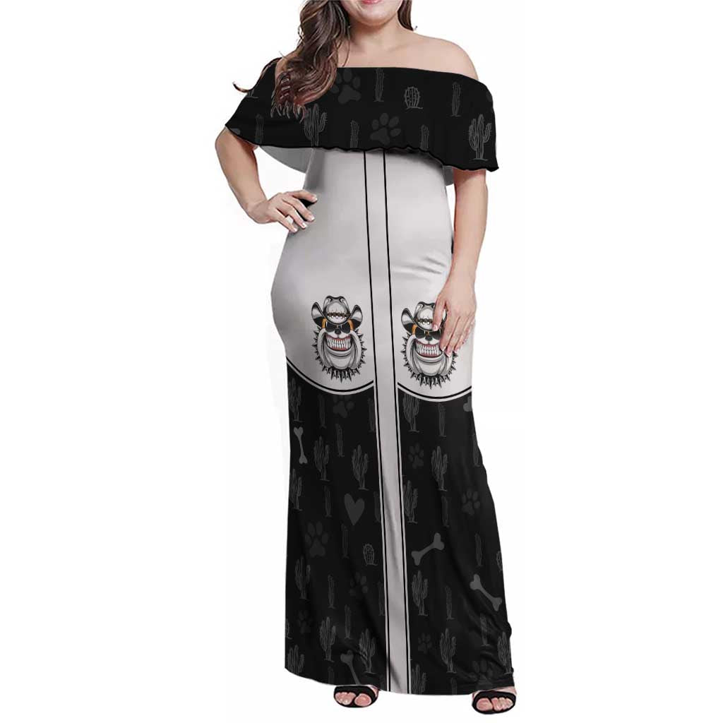 Cowdog Family Matching Off Shoulder Maxi Dress and Hawaiian Shirt Cowboy Bulldog Retro Western Yoke - Wonder Print Shop