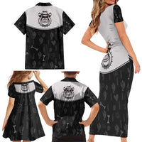 Cowdog Family Matching Short Sleeve Bodycon Dress and Hawaiian Shirt Cowboy Bulldog Retro Western Yoke - Wonder Print Shop