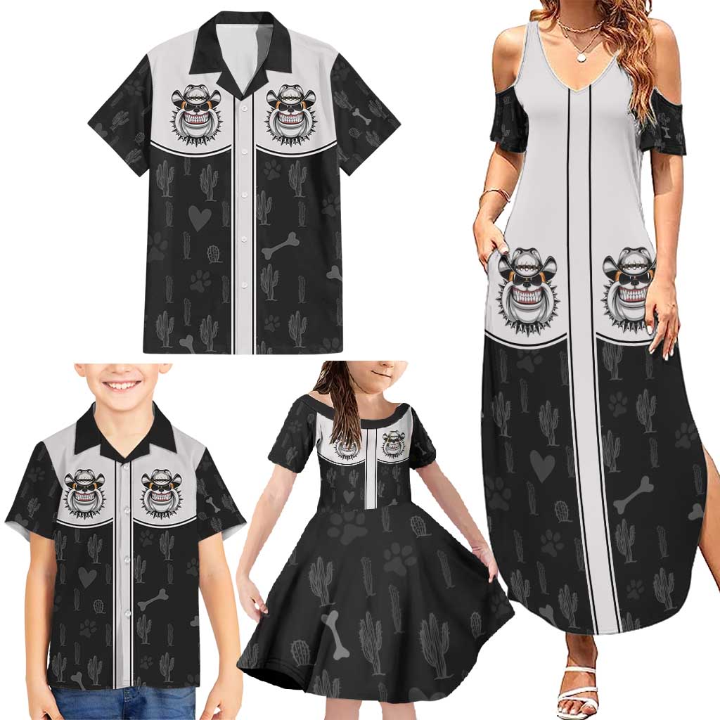 Cowdog Family Matching Summer Maxi Dress and Hawaiian Shirt Cowboy Bulldog Retro Western Yoke - Wonder Print Shop