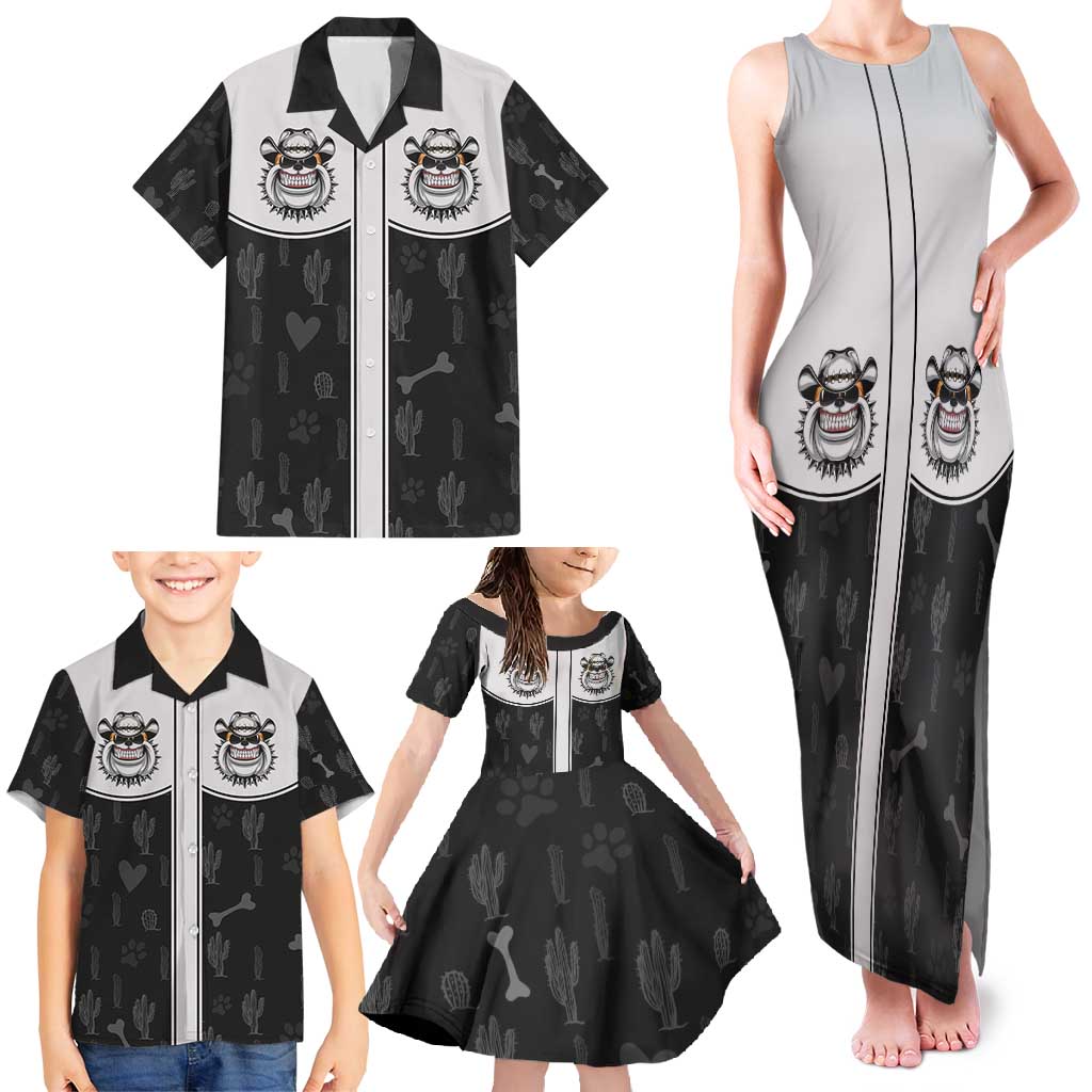 Cowdog Family Matching Tank Maxi Dress and Hawaiian Shirt Cowboy Bulldog Retro Western Yoke - Wonder Print Shop