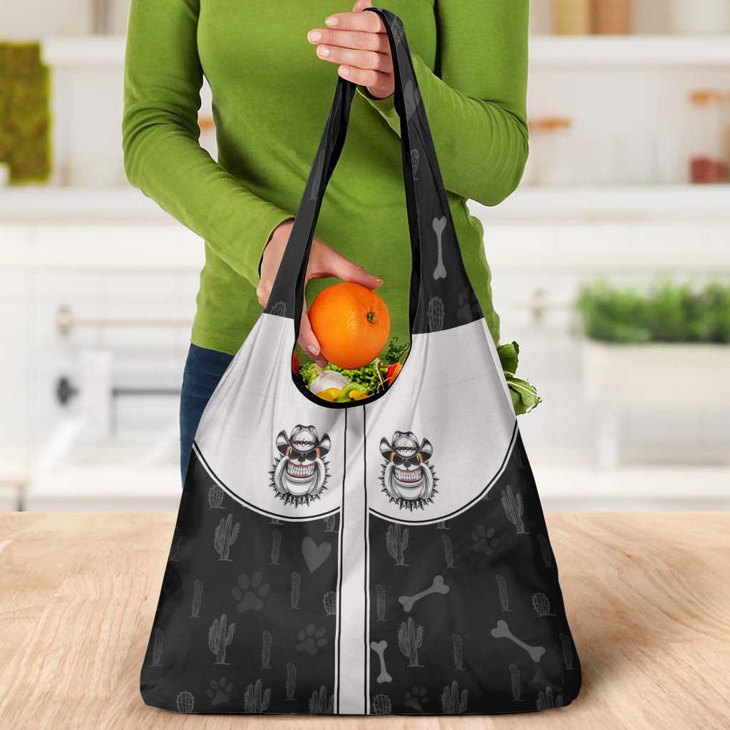 Cowdog Grocery Bag Cowboy Bulldog Retro Western Yoke - Wonder Print Shop