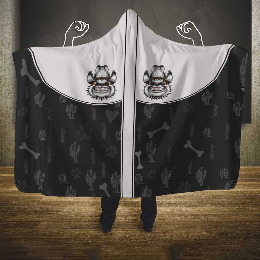 Cowdog Hooded Blanket Cowboy Bulldog Retro Western Yoke - Wonder Print Shop