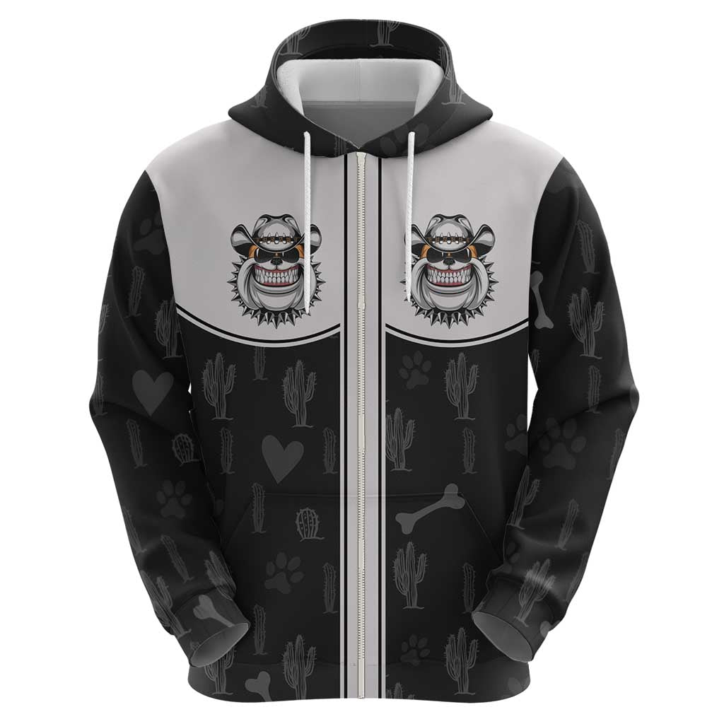 Cowdog Hoodie Cowboy Bulldog Retro Western Yoke - Wonder Print Shop