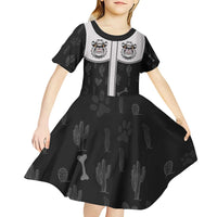 Cowdog Kid Short Sleeve Dress Cowboy Bulldog Retro Western Yoke - Wonder Print Shop