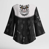 Cowdog Kimono Sleeve Blouse Cowboy Bulldog Retro Western Yoke - Wonder Print Shop