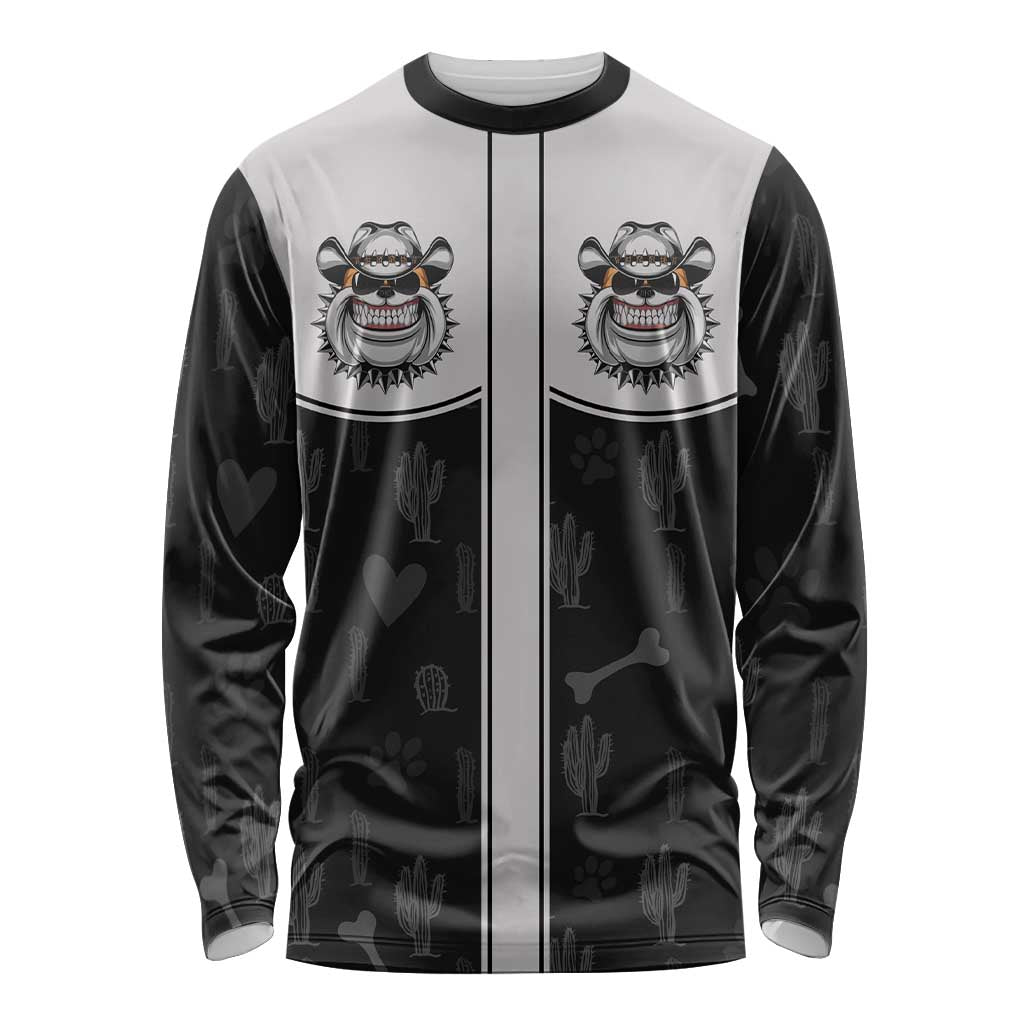 Cowdog Long Sleeve Shirt Cowboy Bulldog Retro Western Yoke - Wonder Print Shop