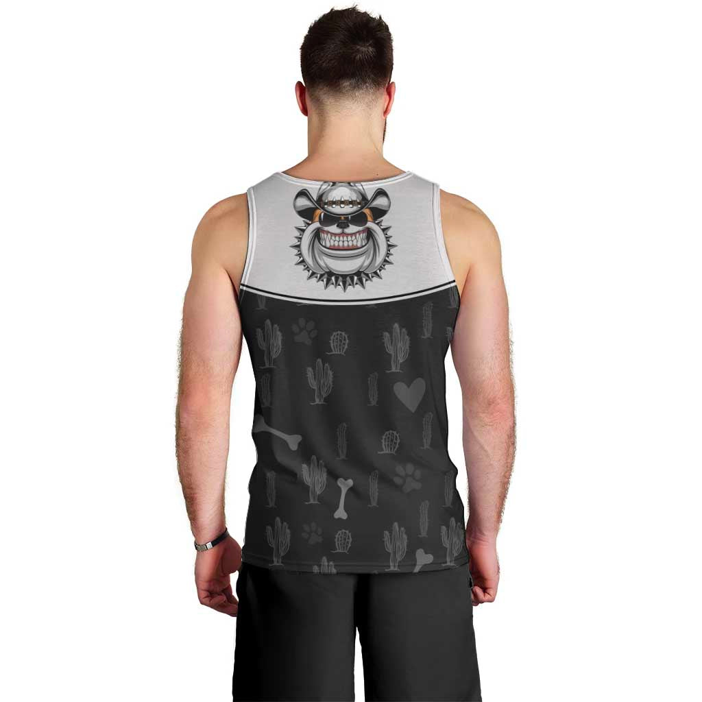 Cowdog Men Tank Top Cowboy Bulldog Retro Western Yoke - Wonder Print Shop