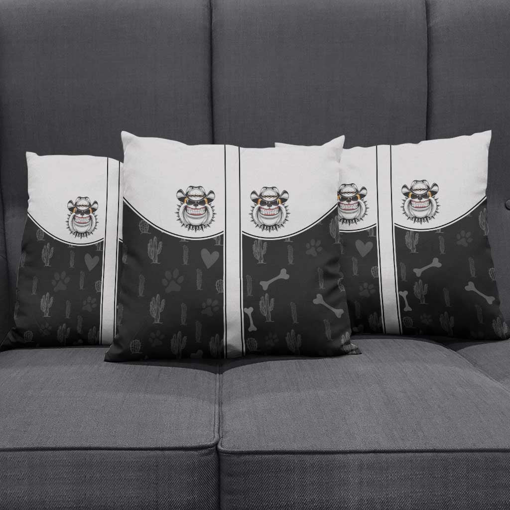 Cowdog Pillow Cover Cowboy Bulldog Retro Western Yoke - Wonder Print Shop