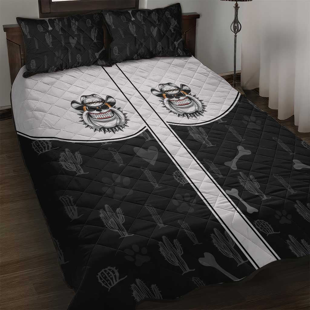 Cowdog Quilt Bed Set Cowboy Bulldog Retro Western Yoke - Wonder Print Shop