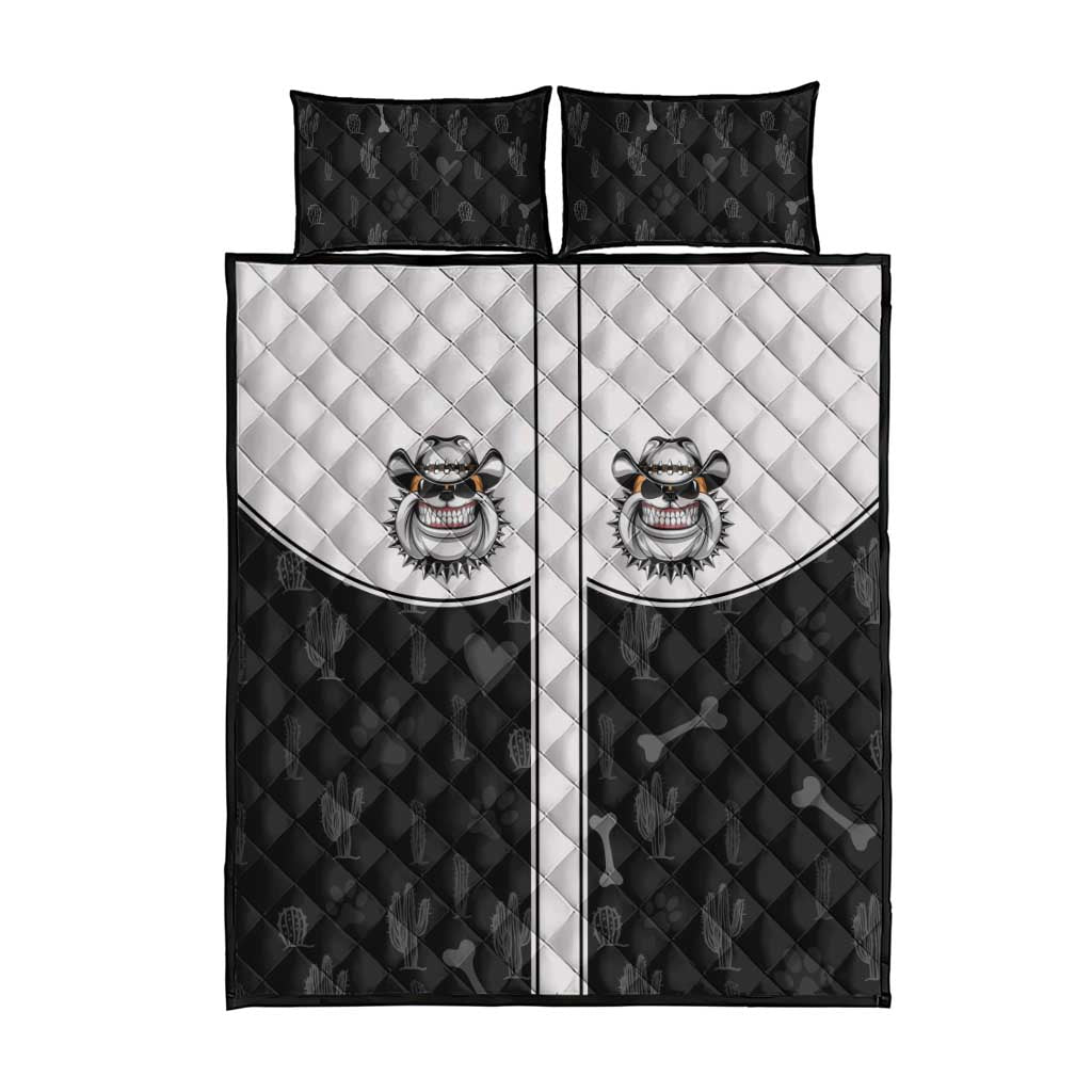 Cowdog Quilt Bed Set Cowboy Bulldog Retro Western Yoke - Wonder Print Shop