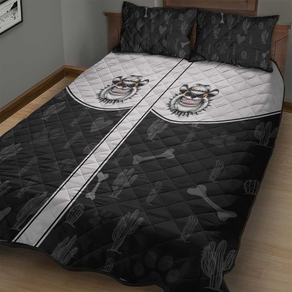 Cowdog Quilt Bed Set Cowboy Bulldog Retro Western Yoke - Wonder Print Shop