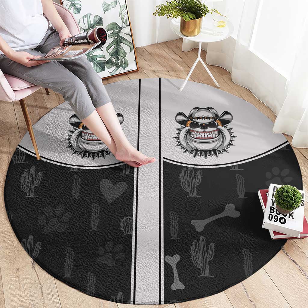 Cowdog Round Carpet Cowboy Bulldog Retro Western Yoke - Wonder Print Shop
