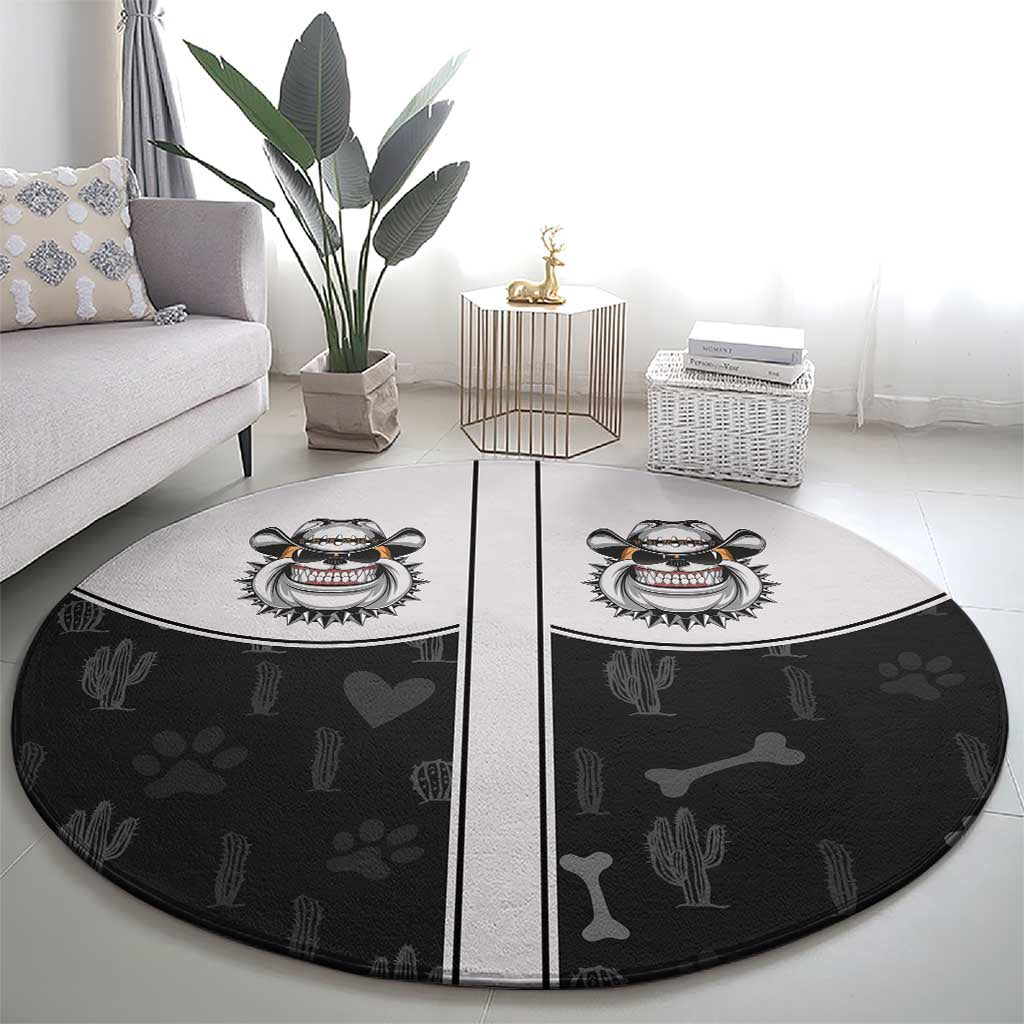 Cowdog Round Carpet Cowboy Bulldog Retro Western Yoke - Wonder Print Shop