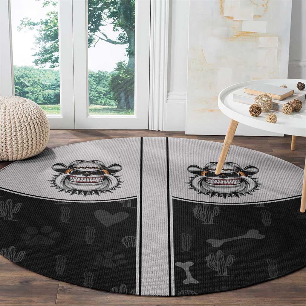 Cowdog Round Carpet Cowboy Bulldog Retro Western Yoke - Wonder Print Shop