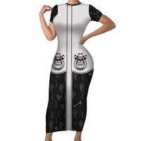 Cowdog Short Sleeve Bodycon Dress Cowboy Bulldog Retro Western Yoke - Wonder Print Shop