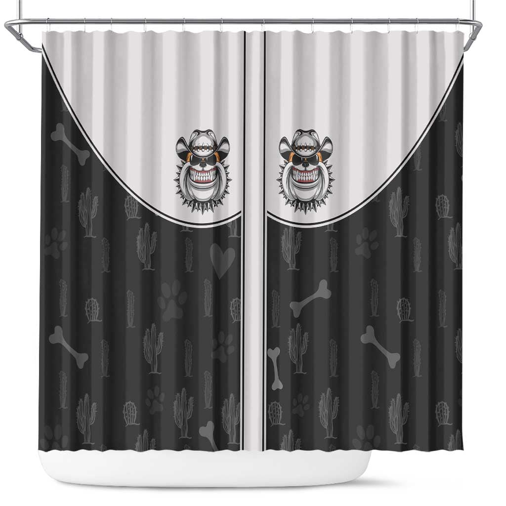 Cowdog Shower Curtain Cowboy Bulldog Retro Western Yoke - Wonder Print Shop
